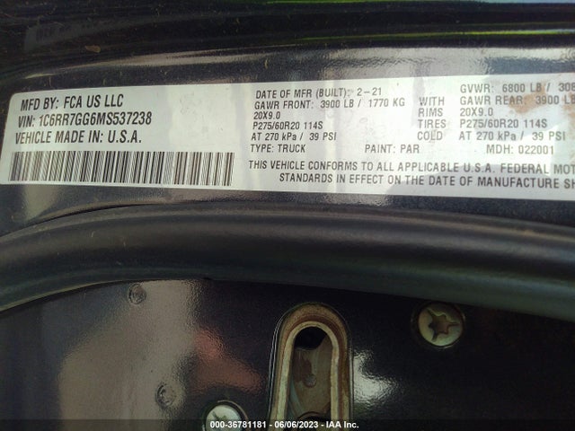1C6RR7GG6MS537238 RAM 1500 Classic Warlock