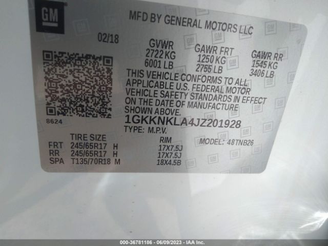 1GKKNKLA4JZ201928 GMC ACADIA SLE