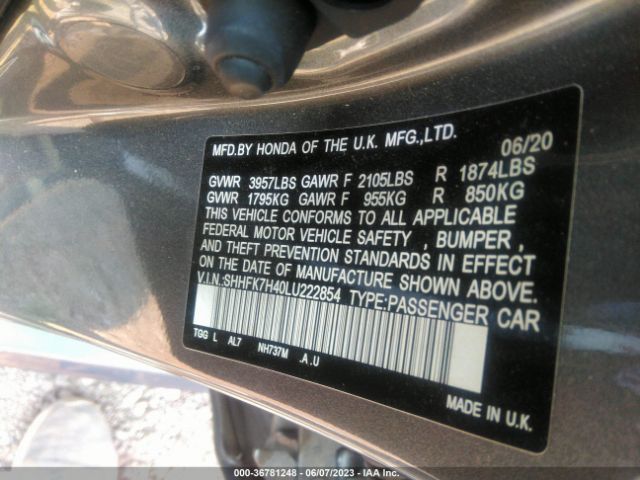 SHHFK7H40LU222854 Honda Civic Hatchback Sport
