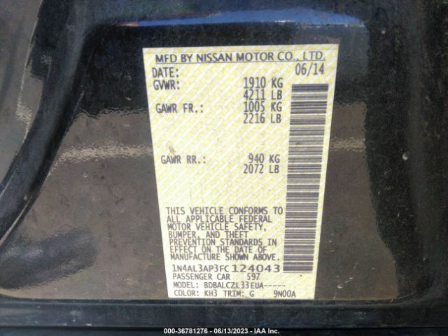 1N4AL3AP3FC124043 Nissan ALTIMA 2.5