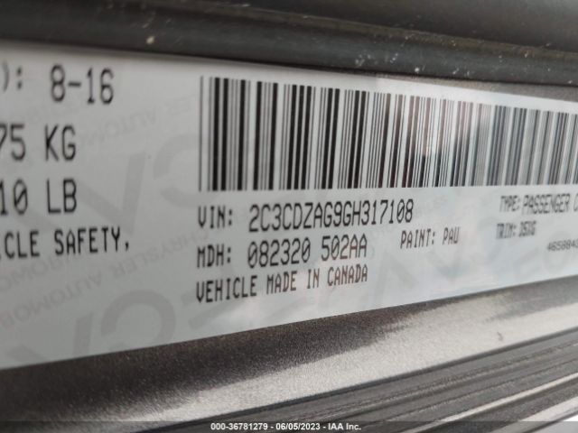 2C3CDZAG9GH317108 Dodge Challenger Sxt