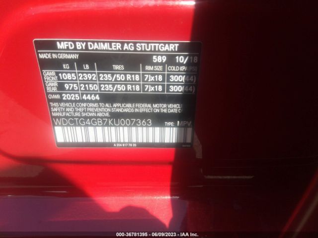 WDCTG4GB7KU007363 Mercedes-Benz Gla Gla 250