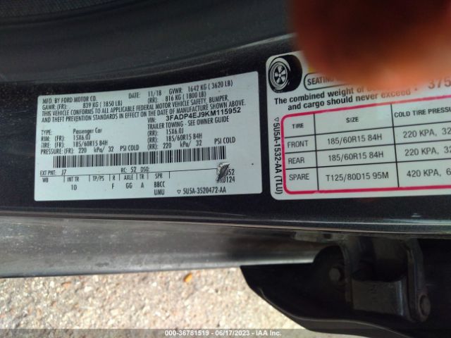 3FADP4EJ9KM115952 Ford FIESTA SE