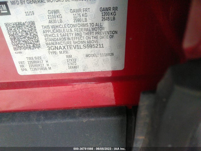 Chevrolet EQUINOX LT 2020 3GNAXTEV1LS595211 Image 9