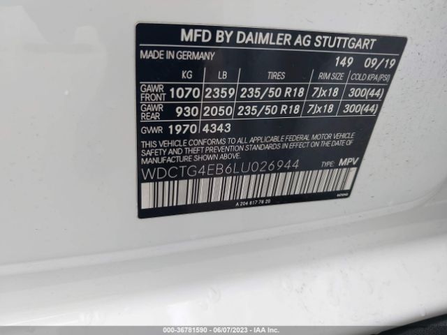 WDCTG4EB6LU026944 Mercedes-Benz Gla Gla 250