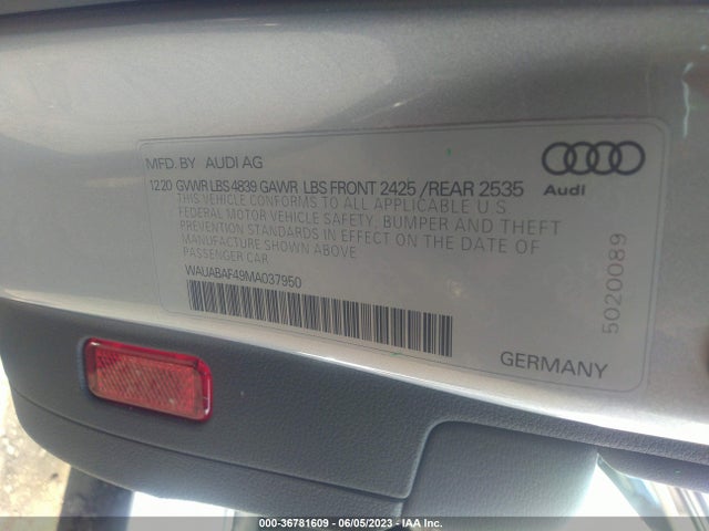 WAUABAF49MA037950 Audi A4 Sedan Premium
