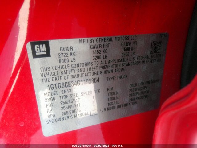 1GTG6CE34G1195364 GMC Canyon 4wd Sle