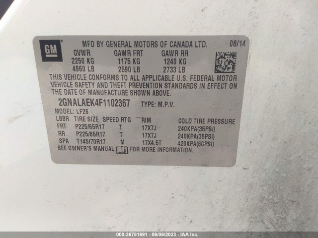 Chevrolet EQUINOX LS 2015 2GNALAEK4F1102367 Image 9