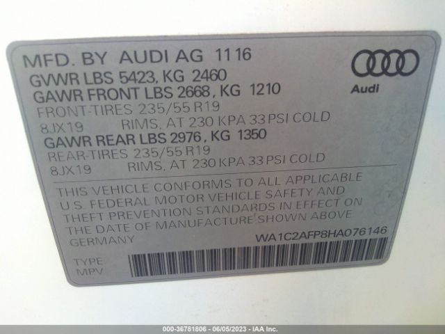 WA1C2AFP8HA076146 Audi Q5 PREMIUM