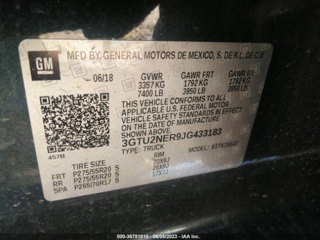 3GTU2NER9JG433183 GMC Sierra 1500 Slt