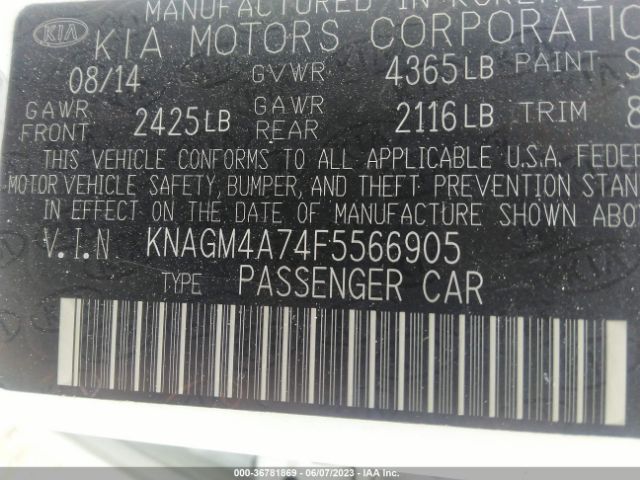 KNAGM4A74F5566905 KIA Optima Lx
