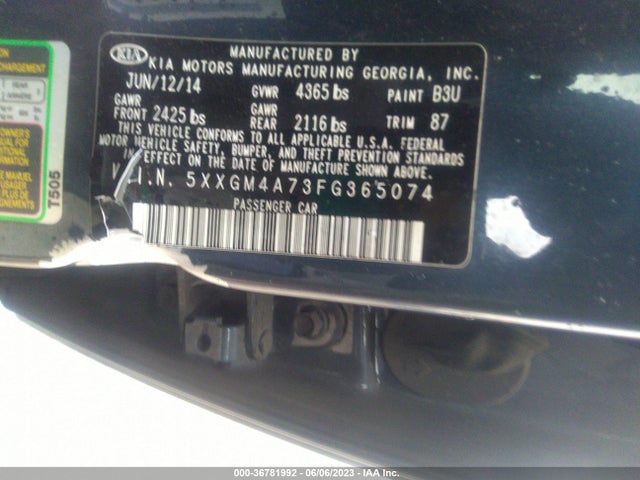 KIA Optima Lx 2015 5XXGM4A73FG365074 Image 10