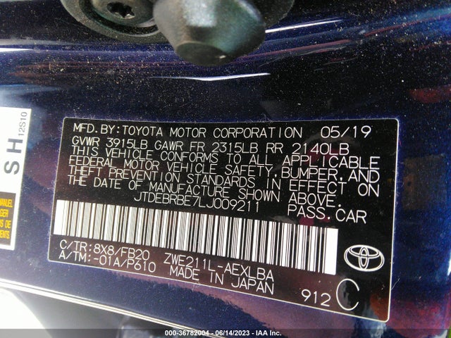 Toyota Corolla Hybrid Le 2020 JTDEBRBE7LJ009211 Image 9