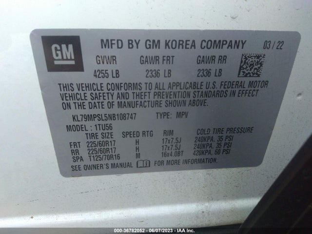 Chevrolet Trailblazer Lt 2022 KL79MPSL5NB108747 Image 9