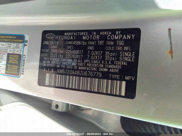 Hyundai TUCSON SEL 2018 KM8J33A48JU676779 Image 10
