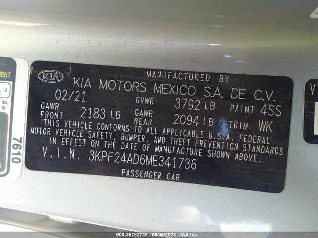 KIA Forte Lxs 2021 3KPF24AD6ME341736 Image 9