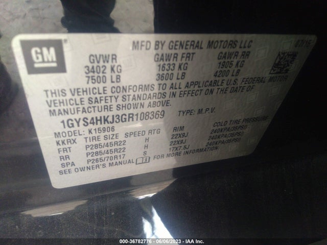 1GYS4HKJ3GR108369 Cadillac Escalade Esv Luxury Collection