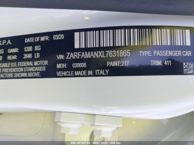ZARFAMANXL7631865 Alfa Romeo Giulia