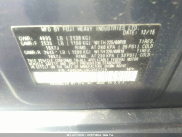 4S4BSALCXG3267729 Subaru Outback 2.5i Limited