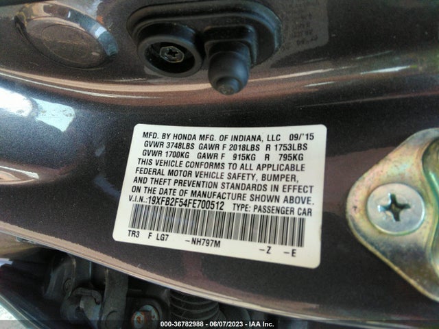 Honda Civic Sedan Lx 2015 19XFB2F54FE700512 Image 9