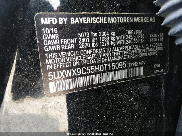 5UXWX9C55H0T15095 BMW X3 Xdrive28i