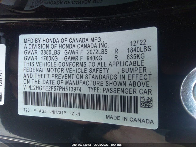 Honda Civic Sedan Sport 2023 2HGFE2F57PH513974 Image 10