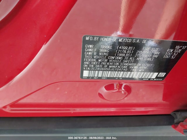 Honda HR-V EX 2018 3CZRU6H50JG704740 Image 9