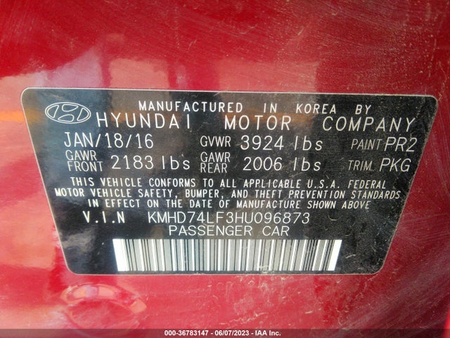 Hyundai ELANTRA SE 2017 KMHD74LF3HU096873 Image 10