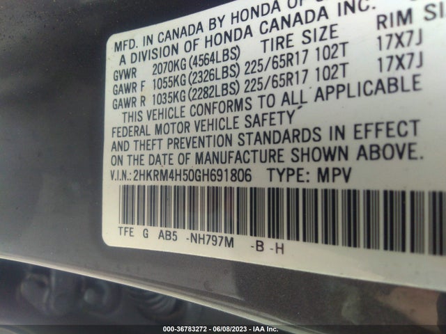 Honda CR-V EX 2016 2HKRM4H50GH691806 Image 9