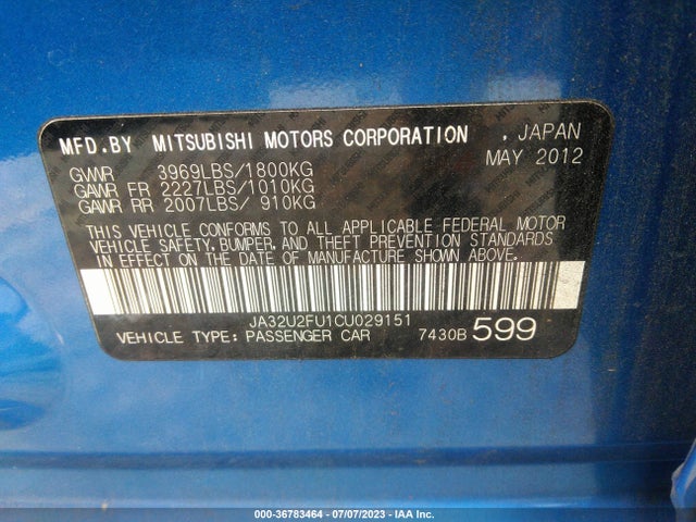 2012 MITSUBISHI LANCER JA32U2FU1CU029151 Photo 8