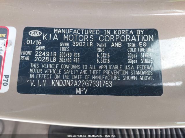 KNDJN2A22G7331763 KIA Soul Base
