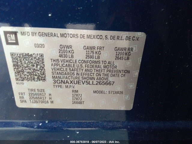 Chevrolet EQUINOX LT 2020 3GNAXUEV5LL265667 Image 9