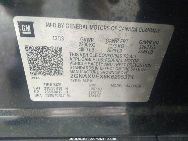 Chevrolet EQUINOX LT 2019 2GNAXVEX6K6205374 Image 9