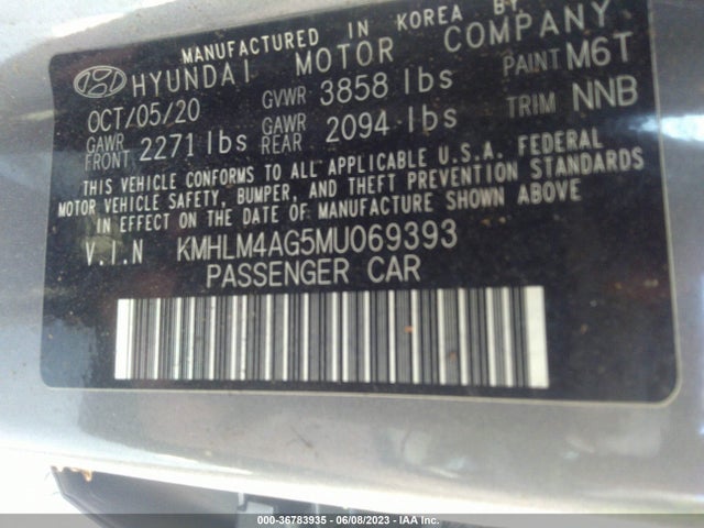 Hyundai ELANTRA SEL 2021 KMHLM4AG5MU069393 Image 9
