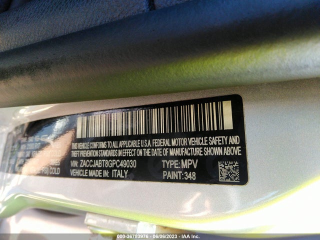 2016 JEEP RENEGADE LATITUDE VIN: ZACCJABT8GPC49030