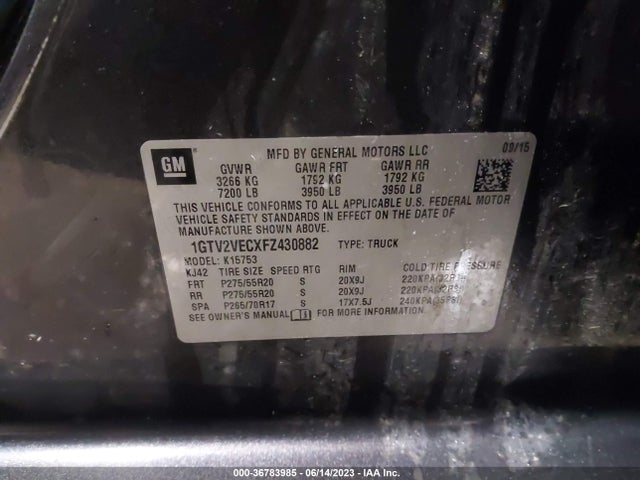 GMC Sierra 1500 Slt 2015 1GTV2VECXFZ430882 Image 9