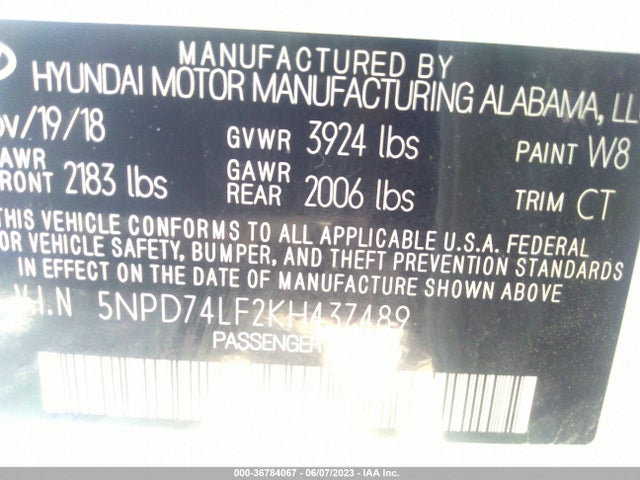 Hyundai ELANTRA SE 2019 5NPD74LF2KH437489 Image 9