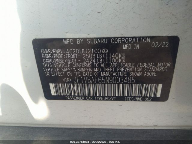 JF1VBAF65N9003485 Subaru Wrx Premium
