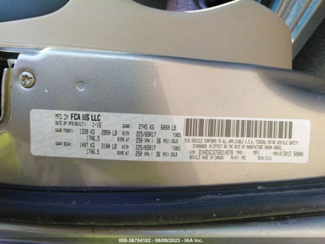 2C4RDGCG7GR314578 Dodge Grand Caravan Sxt Plus