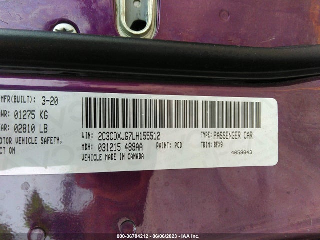 Dodge Charger Sxt 2020 2C3CDXJG7LH155512 Image 9