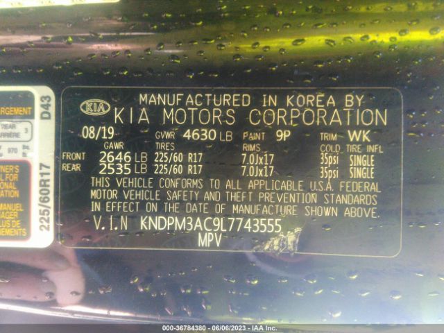 KNDPM3AC9L7743555 KIA Sportage Lx