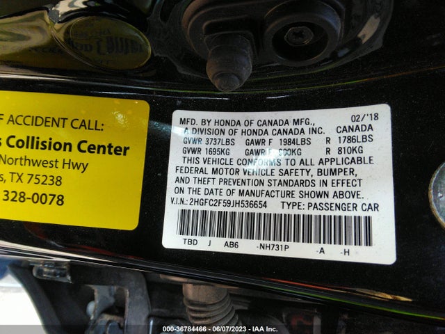 Honda Civic Sedan Lx 2018 2HGFC2F59JH536654 Image 9