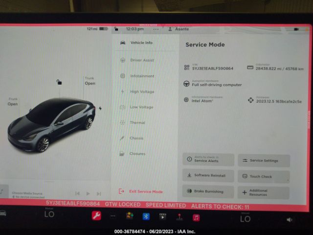 5YJ3E1EA8LF590864 Tesla Model 3 Standard Range