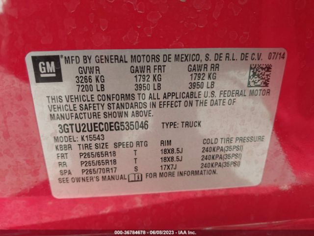 3GTU2UEC0EG535046 GMC Sierra 1500 Sle