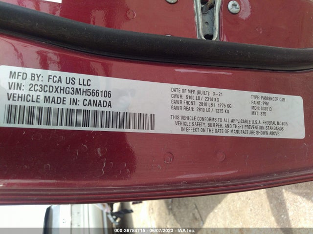 Dodge CHARGER GT 2021 2C3CDXHG3MH566106 Image 9