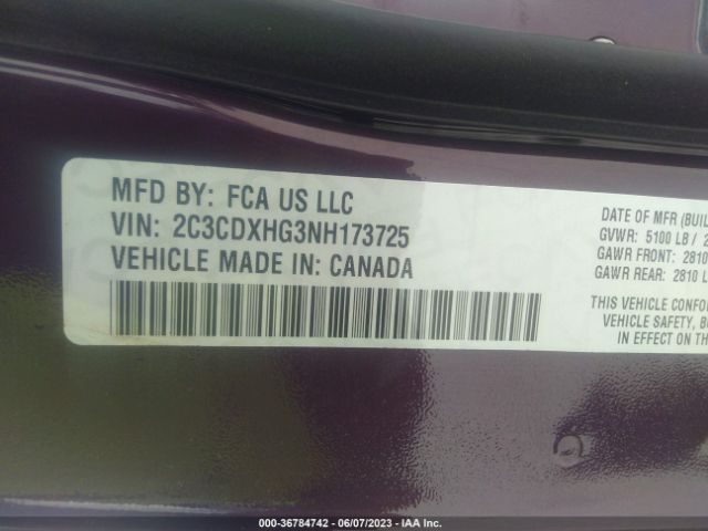2C3CDXHG3NH173725 Dodge CHARGER GT