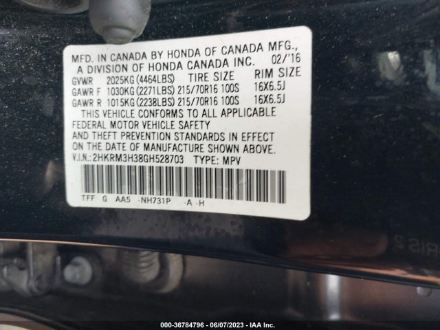 Honda CR-V LX 2016 2HKRM3H38GH528703 Image 9