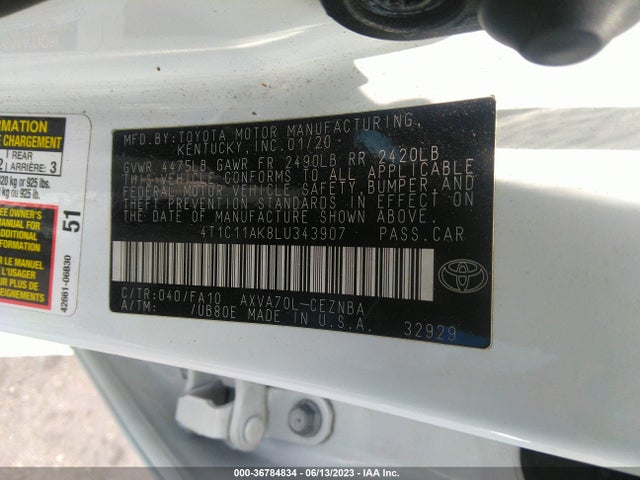 Toyota CAMRY LE 2020 4T1C11AK8LU343907 Image 15