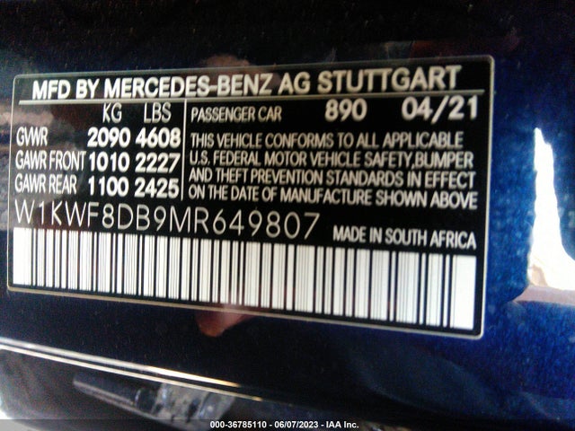 Mercedes-Benz C-class C 300 2021 W1KWF8DB9MR649807 Image 9