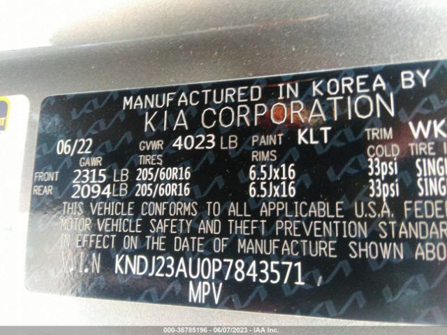 KNDJ23AU0P7843571 KIA SOUL LX